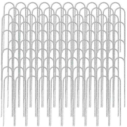 AMANKA 100 Stück Ø3,2mm Erdanker verzinkt 150x30mm Befestigungsanker Unkraut-Vlies Stahl Erdnägel Bodenanker U-Form rund von AMANKA