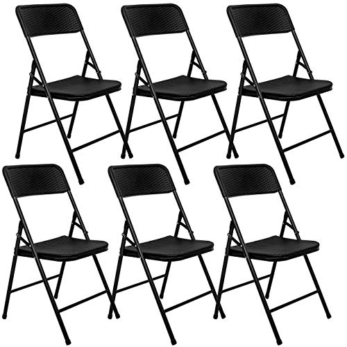 AMANKA 150kg Klappstuhl 6er Set - 50x46x83 Rattan-Optik Wetterfest Klappbar Balkonstuhl Gartenstuhl von AMANKA