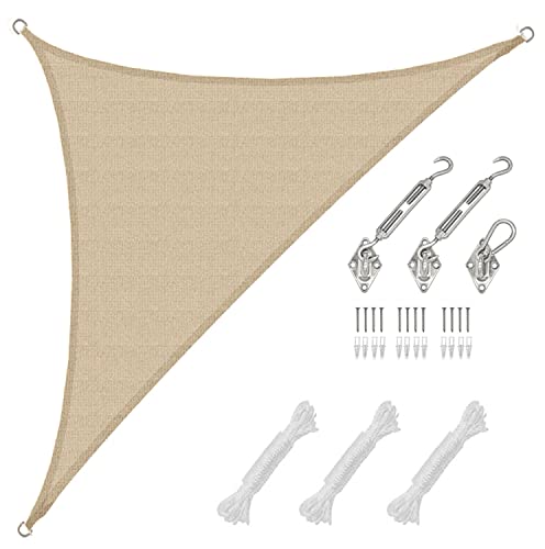 AMANKA 3,6x3,6x5,1 UV Sonnensegel Dreieck Wasserdurchlässig - Sonnenschutz Terrassenüberdachung mit Befestigung - Sonnendach Dreieckig Terrasse Balkon Wohnwagen Carport - Pool Segel Sichtschutz Garten von AMANKA