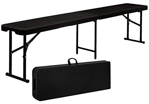 AMANKA 300kg Bierbank - 184x30x43 Rattan-Optik Wetterfest Klappbar Kunststoff Bank Camping Sitzbank AMANKA 300kg Bierbank - 184x30x43 Rattan-Optik Wetterfest Klappbar Kunststoff Bank Camping Sitzbank von AMANKA