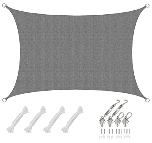 AMANKA 3x2m UV Sonnensegel Rechteckig Wasserdurchlässig - Sonnenschutz Terrassenüberdachung mit Befestigung - Rechteck Sonnendach Terrasse Balkon Wohnwagen Carport - Pool Segel Sichtschutz Garten von AMANKA