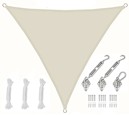 AMANKA 98% UV-Schutz: 3x3x3 Sonnensegel Dreieckig Wasserdicht - 90% Beschattung - Sonnenschutz Dach für Terrasse Balkon Garten Trampolin - Segeltuch mit Befestigung - Terrassenüberdachung Dreieck von AMANKA