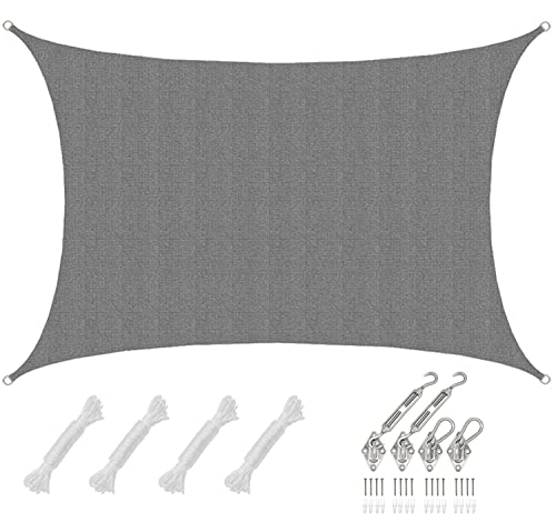 AMANKA 4x6m UV Sonnensegel Rechteckig Wasserdurchlässig - Sonnenschutz Terrassenüberdachung mit Befestigung - Rechteck Sonnendach Terrasse Balkon Wohnwagen Carport - Pool Segel Sichtschutz Garten von AMANKA