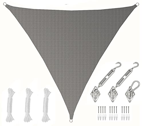 AMANKA 5x5x5 UV Sonnensegel Dreieck Wasserdurchlässig - Sonnenschutz Terrassenüberdachung mit Befestigung - Sonnendach Dreieckig für Terrasse Balkon Wohnwagen Carport - Pool Segel Sichtschutz Garten von AMANKA