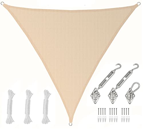 AMANKA 5x5x5 UV Sonnensegel Dreieck Wasserdurchlässig - Sonnenschutz Terrassenüberdachung mit Befestigung - Sonnendach Dreieckig für Terrasse Balkon Wohnwagen Carport - Pool Segel Sichtschutz Garten von AMANKA