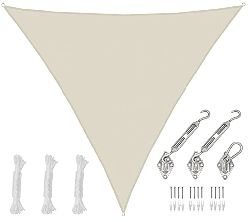 AMANKA 98% UV-Schutz: 7x7x7 Sonnensegel Dreieckig Wasserdicht - 90% Beschattung - Sonnenschutz Dach für Terrasse Balkon Garten Trampolin - Segeltuch mit Befestigung - Terrassenüberdachung Dreieck von AMANKA