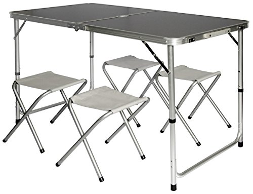 AMANKA Alu Campingtisch 120x60cm - Klapptisch Set mit 4 Stühlen - 3-Fach höhenverstellbarer Falttisch Anthrazit AMANKA Alu Campingtisch 120x60cm - Klapptisch Set mit 4 Stühlen - 3-Fach höhenverstellbarer Falttisch Anthrazit von AMANKA