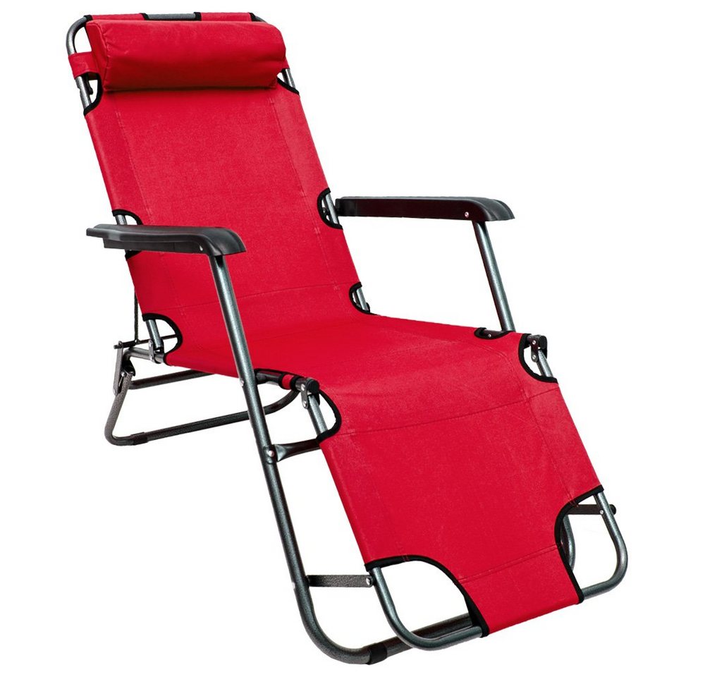 AMANKA Campingliege Campingstuhl Liegestuhl Freizeitliege Sonnenliege Liege 153 cm Rot von AMANKA