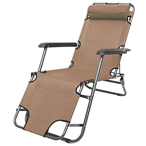 AMANKA Campingstuhl 153x60cm Liegestuhl Sonnenliege Strandliege Campingliege Klappliege Liege Beige von AMANKA