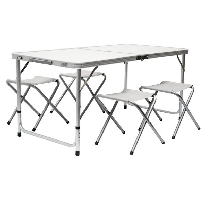 AMANKA Campingtisch Klappbar 120 x 60 x 70 cm - Verstellbarer Gartentisch mit 4 Hockern, Reisetisch mit Tragegriff - 50 kg Garten Esstisch - Balkon Klapptisch von AMANKA