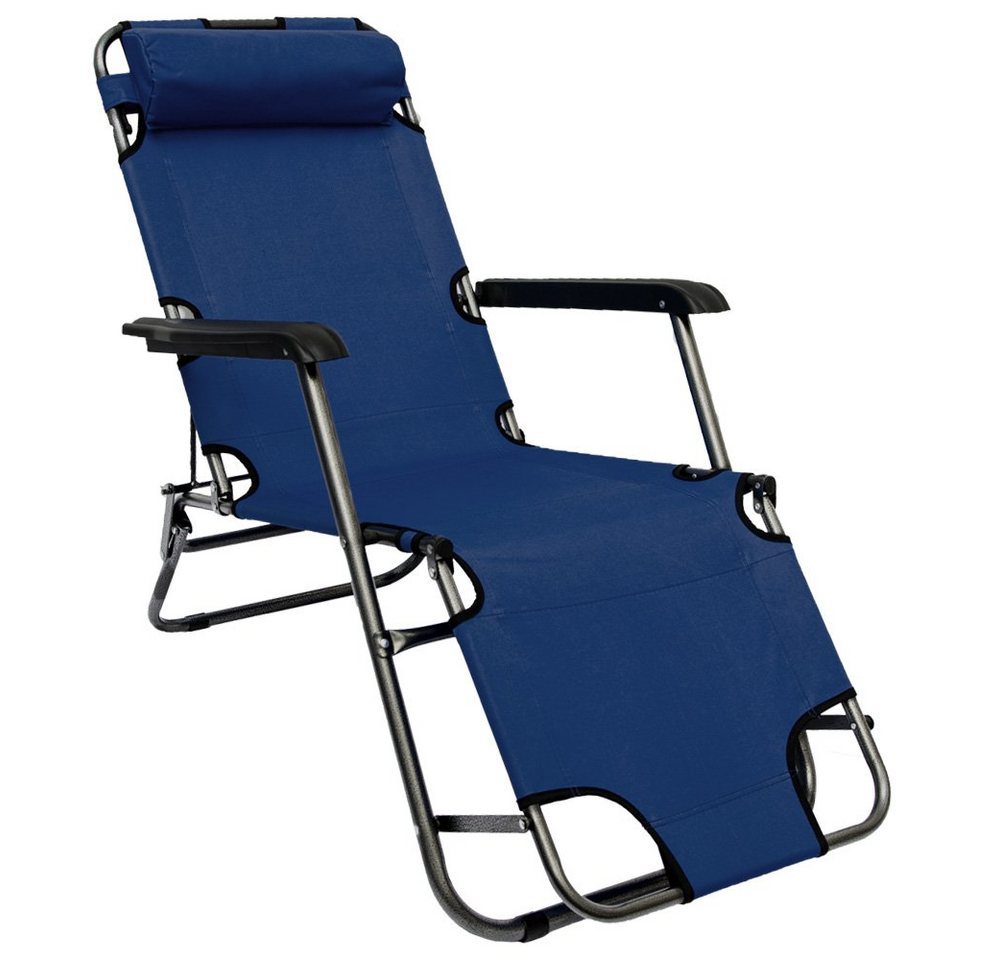 AMANKA Gartenstuhl Campingstuhl Liegestuhl Freizeitliege Sonnenliege, Klappliege Liege 153 cm blau von AMANKA