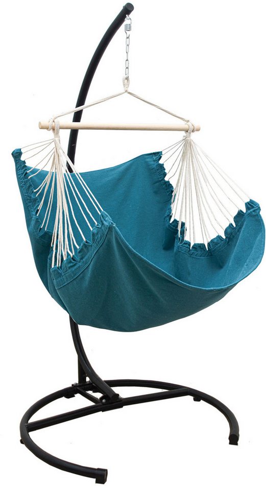 AMANKA Hängemattengestell XL Hängesessel Relaxsessel 155x125cm in Petrolblau mit 210cm Gestell von AMANKA