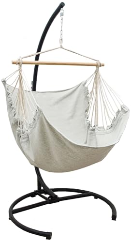 AMANKA Hängesessel mit Gestell Outdoor - 210cm Ständer mit XL Relaxsessel - Gartenschaukel für Erwachsene - Gartensessel Balkonmöbel Schaukelstuhl Swing Chair Garten-Hängesessel Balkon Schaukelsessel von AMANKA