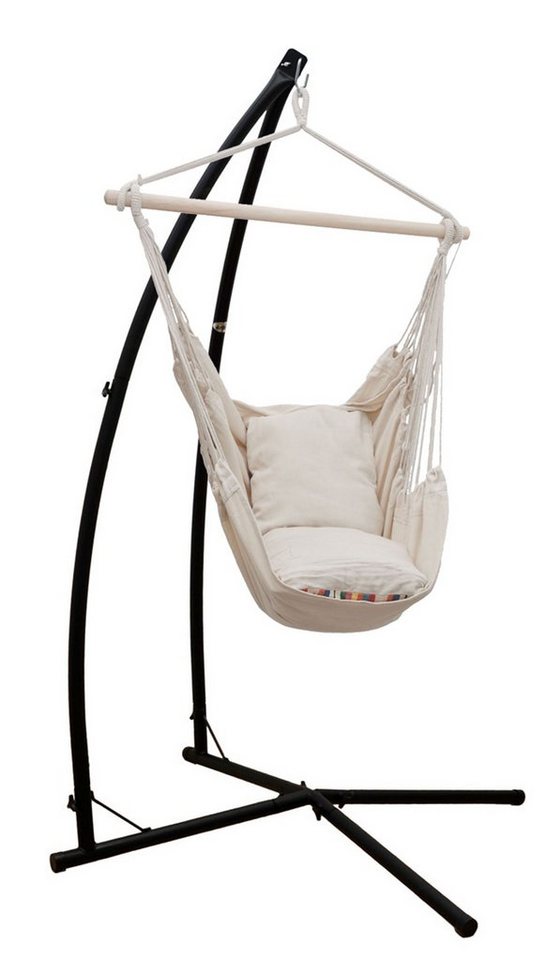 AMANKA Hängestuhl mit Gestell - Outdoor Hängesessel mit 2 Kissen für Garten und Balkon, 130 x 95 cm Hängesitz für Kinder und Erwachsene - Indoor Relaxsessel von AMANKA