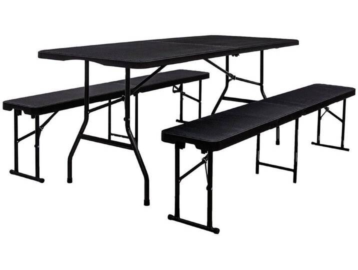 AMANKA Klapptisch 180 x 74 x 74 cm - Bierbankgarnitur Klappbar - Esstisch mit 2 Bänken von AMANKA
