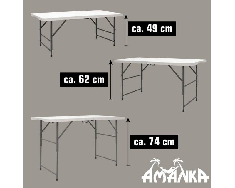 AMANKA Klapptisch 120 x 60 x 74 cm - Garten Esstisch mit 4 Klappstühlen aus Kunststoff von AMANKA