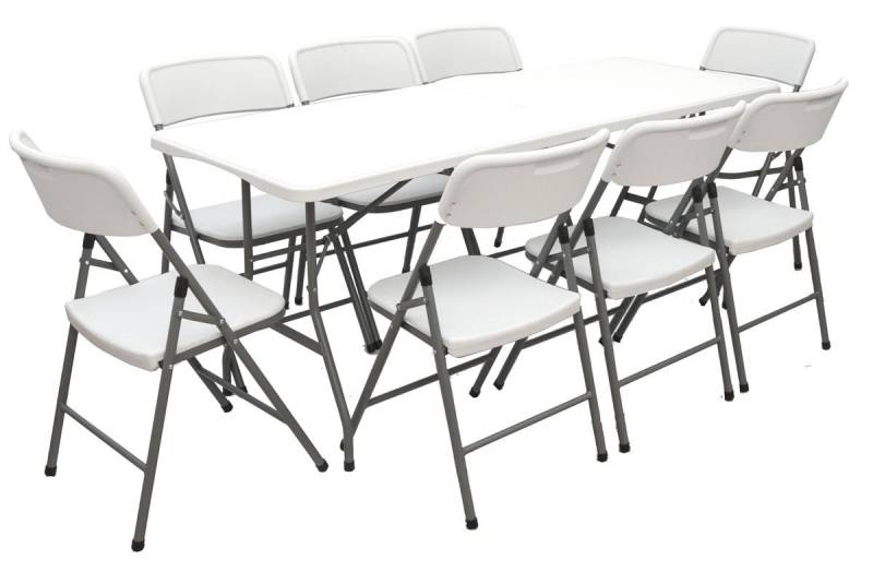 AMANKA Klapptisch 180 x 70 x 74 cm - Garten Esstisch mit 8 Klappstühlen aus Kunststoff von AMANKA