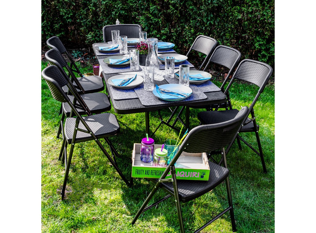 AMANKA Klapptisch 180 x 74 x 74 cm - Garten Esstisch mit 8 Klappstühlen aus Kunststoff AMANKA Klapptisch 180 x 74 x 74 cm - Garten Esstisch mit 8 Klappstühlen aus Kunststoff von AMANKA