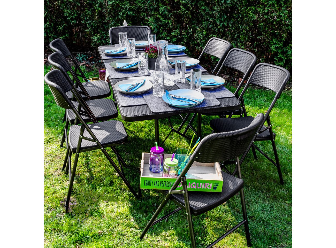 AMANKA Klapptisch Gartenmöbel Set in Rattan Optik 180 cm Tisch, Set in Rattan-Optik Klappbar von AMANKA