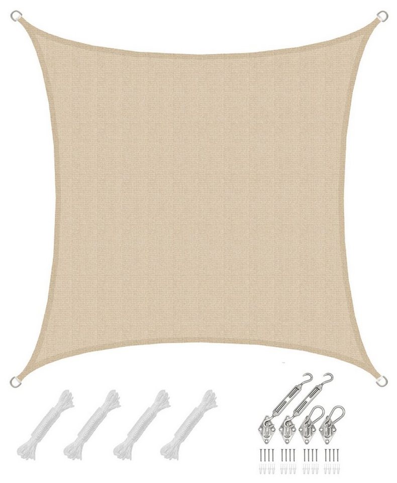 AMANKA Sonnensegel mit Befestigung - 2 x 2 m Winddurchlässig für Garten, Terrasse, Balkon, Wasserdurchlässiges HDPE Sonnenschutzsegel - Überdachung Quadratisch von AMANKA