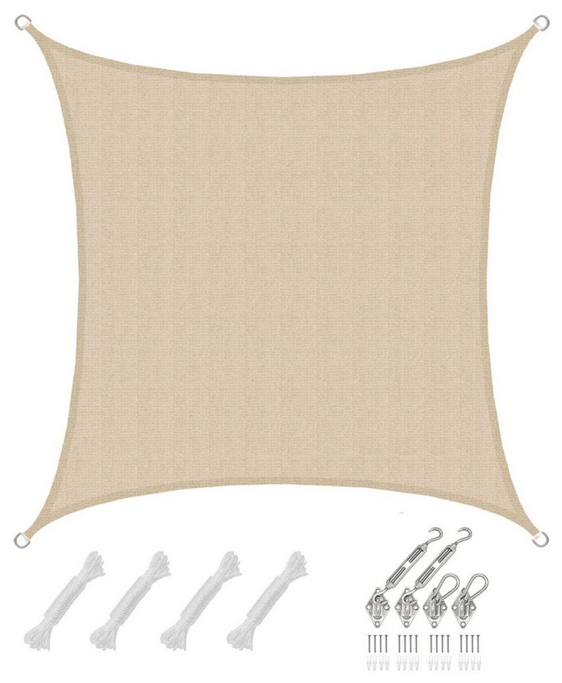 AMANKA Sonnensegel UV Sonnensegel Viereckig Sonnensegel Atmungsaktiv, 2x2m Beige+Befestigung von AMANKA