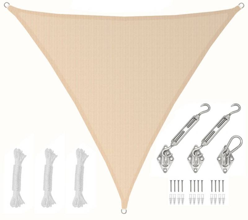 AMANKA Sonnensegel mit Befestigung - 2 x 2 x 2 Winddurchlässig - Garten, Terrasse, Balkon, Wasserdurchlässiges HDPE Sonnenschutzsegel - Überdachung Dreieckig von AMANKA