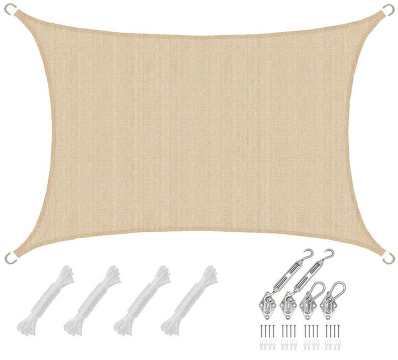 AMANKA Sonnensegel mit Befestigung - 3 x 2 m Winddurchlässig für Garten, Terrasse, Balkon, Wasserdurchlässiges HDPE Sonnenschutzsegel - Überdachung Rechteckig von AMANKA