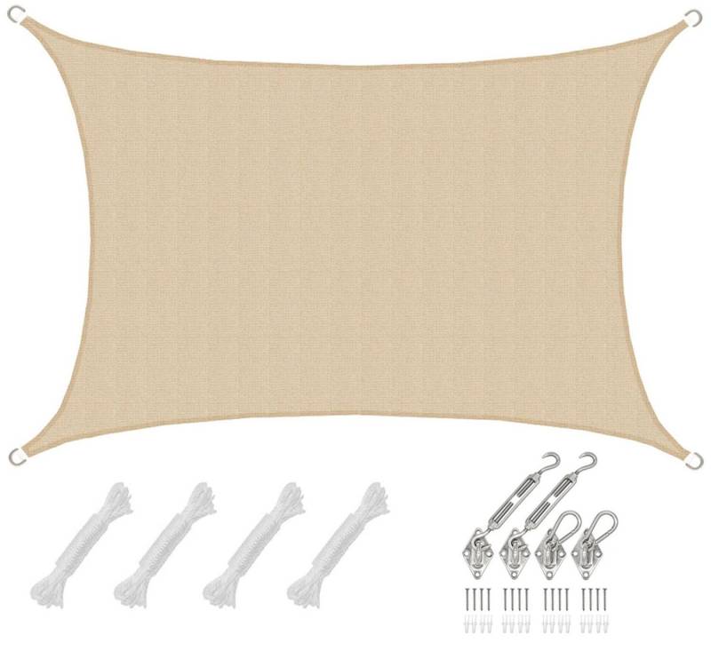 AMANKA Sonnensegel mit Befestigung - 5 x 3 m Winddurchlässig für Garten, Terrasse, Balkon, Wasserdurchlässiges HDPE Sonnenschutzsegel - Überdachung Rechteckig von AMANKA