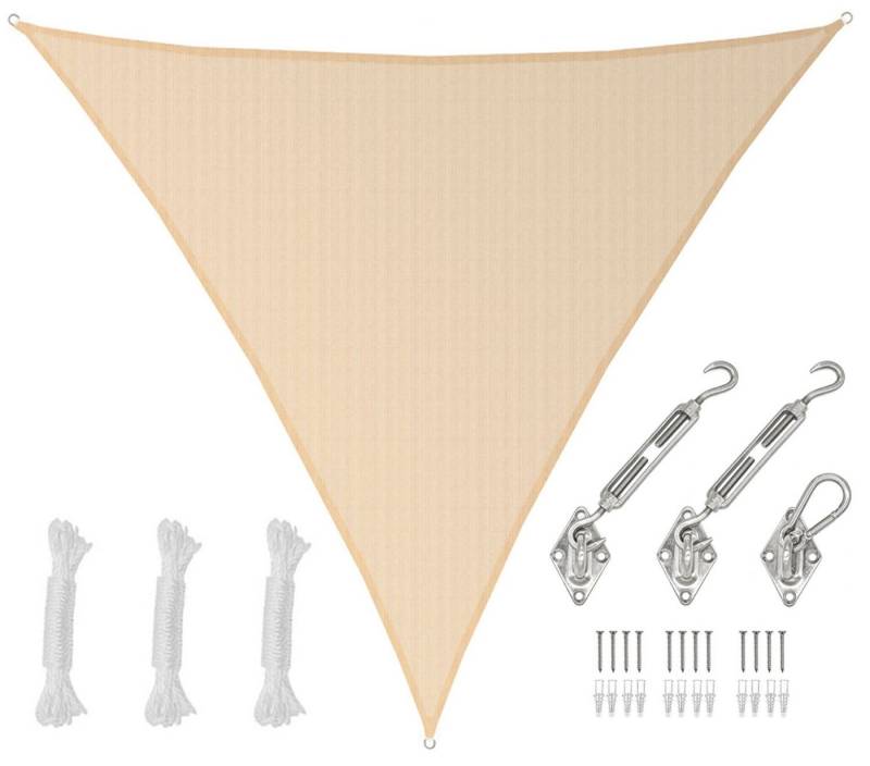 AMANKA Sonnensegel mit Befestigung - 7 x 7 x 7 Winddurchlässig - Garten, Terrasse, Balkon, Wasserdurchlässiges HDPE Sonnenschutzsegel - Überdachung Dreieckig von AMANKA