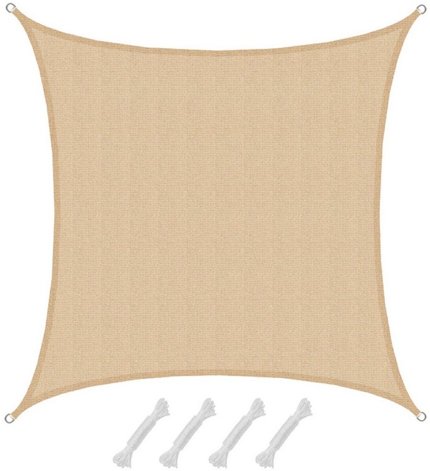 AMANKA Sonnensegel Sonnensegel HDPE Quadratisch UV Sonnenschutz Plane, 4x4 m Überdachung Garten Beige von AMANKA