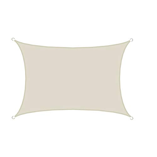 AMANKA 98% UV Schutz: 3x5m Sonnensegel Wasserdicht Rechteckig - Sonnenschutz Balkon - Terrassendach - Sichtschutz Garten Sonnendach Pergola Pool Trampolin Wohnwagen Sonnenschutz Terrasse Camping Beige von AMANKA