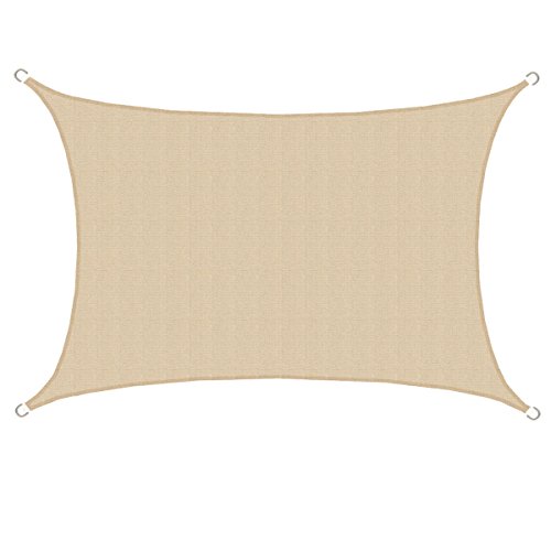AMANKA UV Sonnensegel 6 x 4m Rechteckig Wasserdurchlässig - Sonnenschutz Balkon Terrassendach Sichtschutz Garten Sonnendach 6x4 m Sonnenschutz Terrasse Trampolin Pergola Wohnwagen Pool Teich Camping von AMANKA