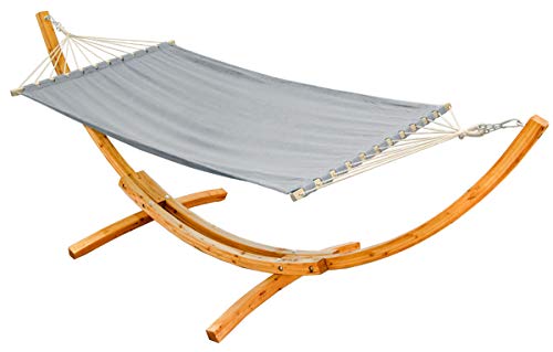 AMANKA XXL Hängematte mit Gestell - 325 cm Outdoor Holz - Grau Stabhängematte für 2 Ständer Zwei Personen von AMANKA