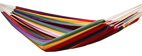 AMANKA XXL 2 Personen Hängematte Regenbogen Bunt Gestreift 400x160cm Belastbarkeit bis 150 KG 100% Baumwolle Mehrpersonen Hängematten von AMANKA