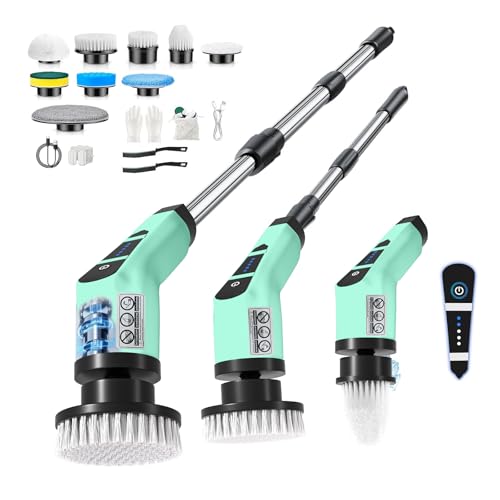 Elektrische Reinigungsbürste, Fugenbürste elektrisch, elektrische Putzbürste mit 10 austauschbaren Bohrbürstenköpfen, Elektrische Putzbürste mit verstellbarem Griff für Bad, Küche, Auto, Fußboden.Grü Elektrische Reinigungsbürste, Fugenbürste elektrisch, elektrische Putzbürste mit 10 austauschbaren Bohrbürstenköpfen, Elektrische Putzbürste mit verstellbarem Griff für Bad, Küche, Auto, Fußboden.Grü von AMANKA