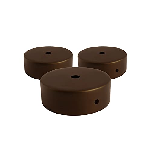 AMARCORDS - 3 Baldachin rosetten aus Metall, Farbe CORTEN, Lampengehäuse komplett mit Kabelklemmenzubehör, Schrauben und Deckenhalterung. Durchmesser 77 mm, Höhe 26 mm von AMARCORDS