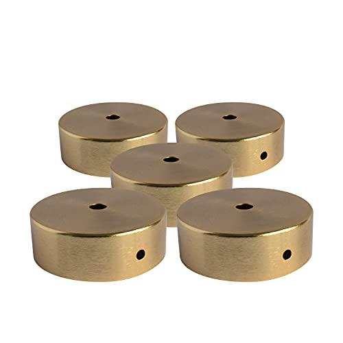AMARCORDS - 5 Baldachin rosetten aus Metall, Farbe GOLD, Lampengehäuse komplett mit Kabelklemmenzubehör, Schrauben und Deckenhalterung. Durchmesser 77 mm, Höhe 26 mm von AMARCORDS