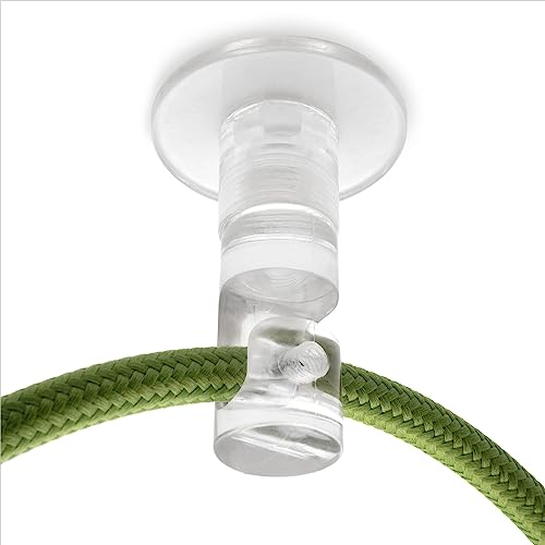 AMARCORDS – 5 Deckenpins für Lampen und Aufhängungen. Deckenhaken mit vertikaler Absenkung und sichtbarer Kabelverstellung – Dezentralisierung von Elektrokabeln in der Farbe TRANSPARENT von AMARCORDS