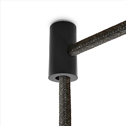 Amarcords – 5 Deckenpins für Lampen und Aufhängungen. Vertikaler Deckenhaken mit sichtbarer Kabelverstellung – SCHWARZES Elektrokabel-Dezentralisierungsgerät von AMARCORDS