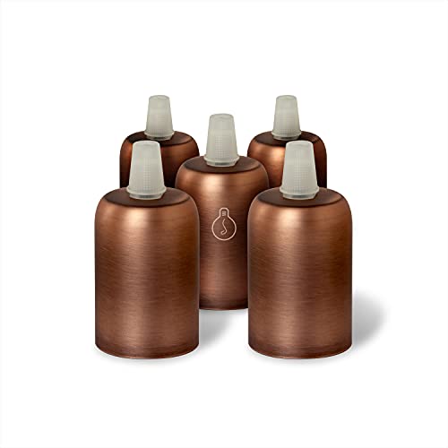 AMARCORDS - 5 Lampenfassung E27 Vintage Retro Edison Metall für Pendelleuchte. Ausführung im Industriestil BRONZE von AMARCORDS