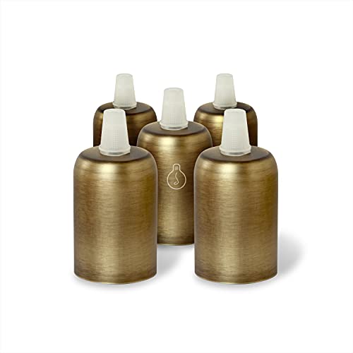 AMARCORDS - 5 Lampenfassung E27 Vintage Retro Edison Metall für Pendelleuchte. Ausführung im Industriestil MESSING von AMARCORDS