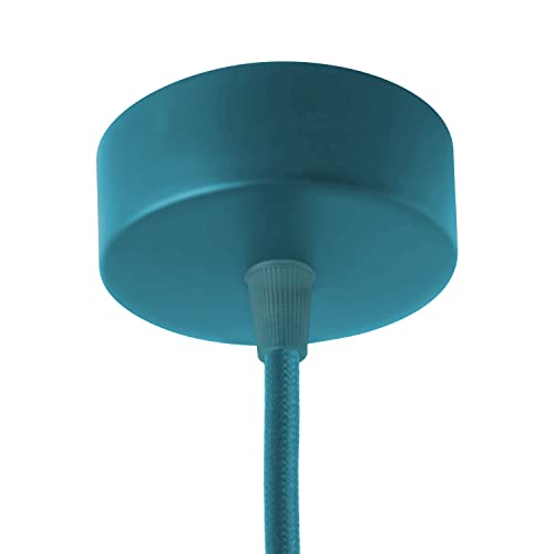 AMARCORDS - Baldachin aus Metall, Farbe PETROLEUM, Lampengehäuse komplett mit Kabelklemmenzubehör, Schrauben und Deckenhalterung. Durchmesser 77 mm, Höhe 26 mm von AMARCORDS
