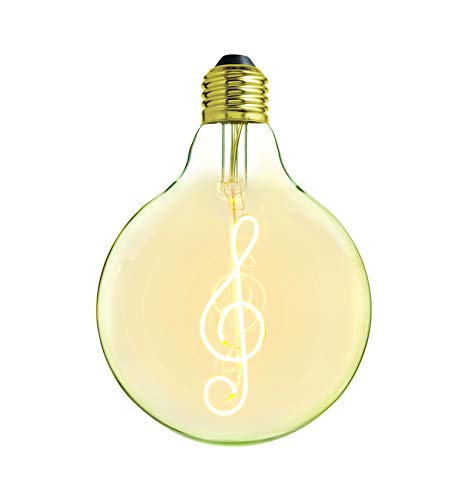 Amarcords - Glühbirne Led dimmbar, VIOLIN KEY Filament, 2000K warmes Licht, Bernsteinfarbenes Glas Globus-Typ, E27, 4 W von AMARCORDS