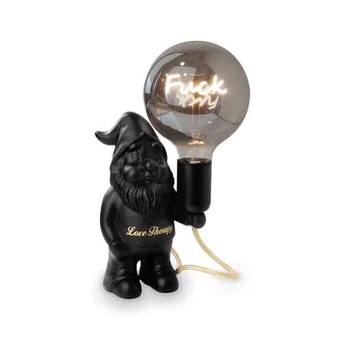 AMARCORDS – Lovetherapy Zwergtischlampe mit FUCK-Schreiblampe und Dimmer. Dimmbare Nachttischlampe mit 1,5 m Kabel und Dimmschalter von AMARCORDS