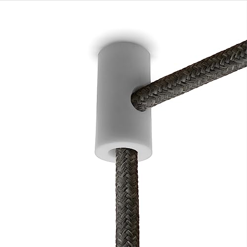 AMARCORDS – 10 Deckenpins für Lampen und Aufhängungen. Deckenhaken mit vertikaler Absenkung und sichtbarer Kabelverstellung – Elektrokabel-Dezentralisierung in der Farbe WEISS von AMARCORDS