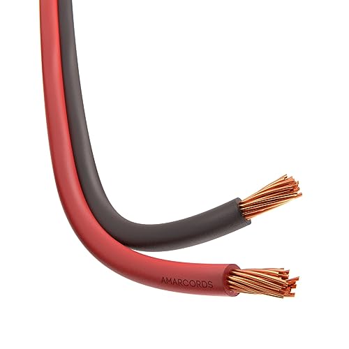 Amarcords - Flaches Elektrokabel mit zweipoligem Abschnitt 2x0,5mm, Farbe: ROT-SCHWARZ. Elektrischer Draht Schwarz Rot, 3 Meter von AMARCORDS