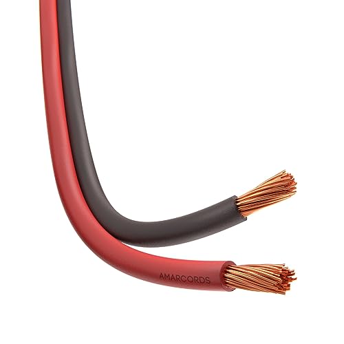 Amarcords - Flaches Elektrokabel mit zweipoligem Abschnitt 2x0,75mm, Farbe: ROT-SCHWARZ. Elektrischer Draht Schwarz Rot, 20 Meter von AMARCORDS
