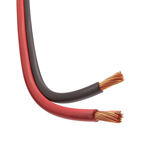 Amarcords - Flaches Elektrokabel mit zweipoligem Abschnitt 2x1mm, Farbe: ROT-SCHWARZ. Elektrischer Draht Schwarz Rot, 5 Meter von AMARCORDS