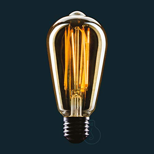 AMARCORDS - Glühbirne Led dimmbar, Vertikales Filament, 2000K warmes Licht, Bernsteinfarbenes Glas Edison-Typ, E27, 4 W von AMARCORDS