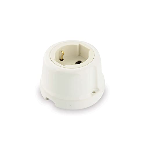 Amarcords - Schuko-Steckdose im Porzellan-Bypass 10/16 Ampere. Bivalente Vintage-Steckdose in der Farbe Keramik WEISS Amarcords - Schuko-Steckdose im Porzellan-Bypass 10/16 Ampere. Bivalente Vintage-Steckdose in der Farbe Keramik WEISS von AMARCORDS